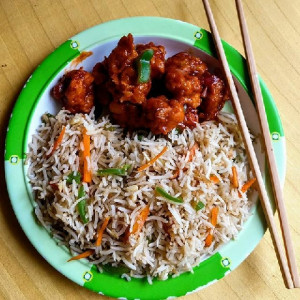 veg manchurian + veg fried rice+veg Crispy